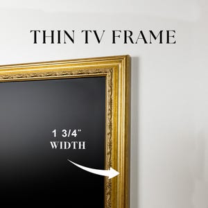 Marco de TV dorado adornado para televisores Samsung The Frame y TCL, bisel fino de madera hecho a mano