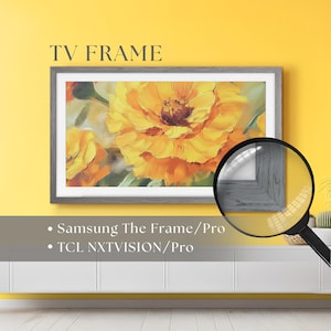 Marco de TV para televisores Samsung The Frame y TCL NXTvision, bisel gris madera