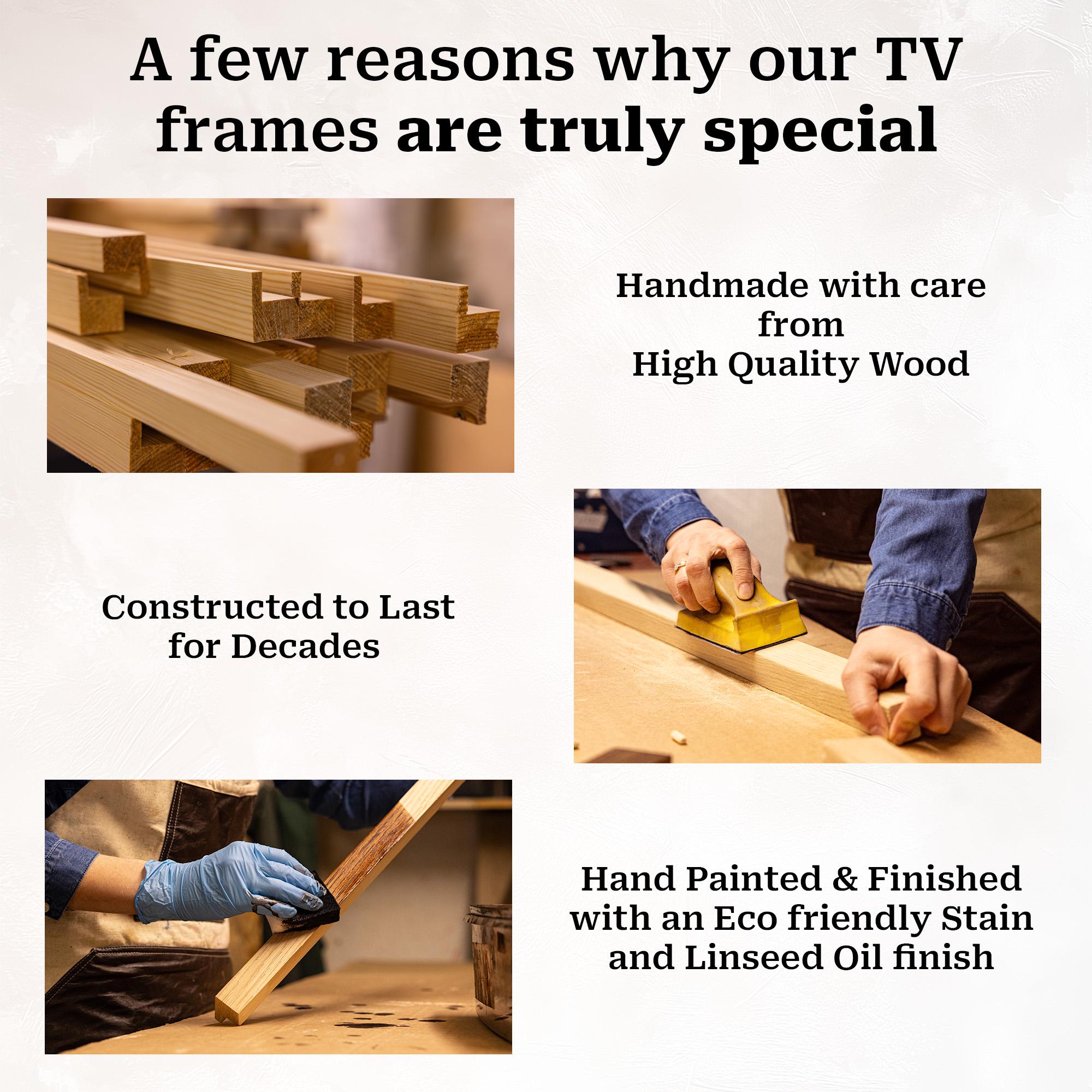 Timber Frame Tv Solid Pine Wood TV Frame Samples for Samsung the Frame, TCL Tvs ...