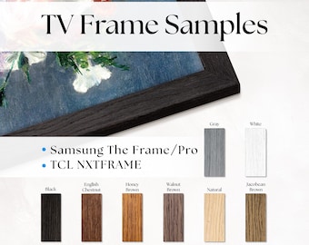 Muestra de marco de TV de roble, muestra de color de marco de madera hecho a mano para televisores Samsung The Frame y TCL.