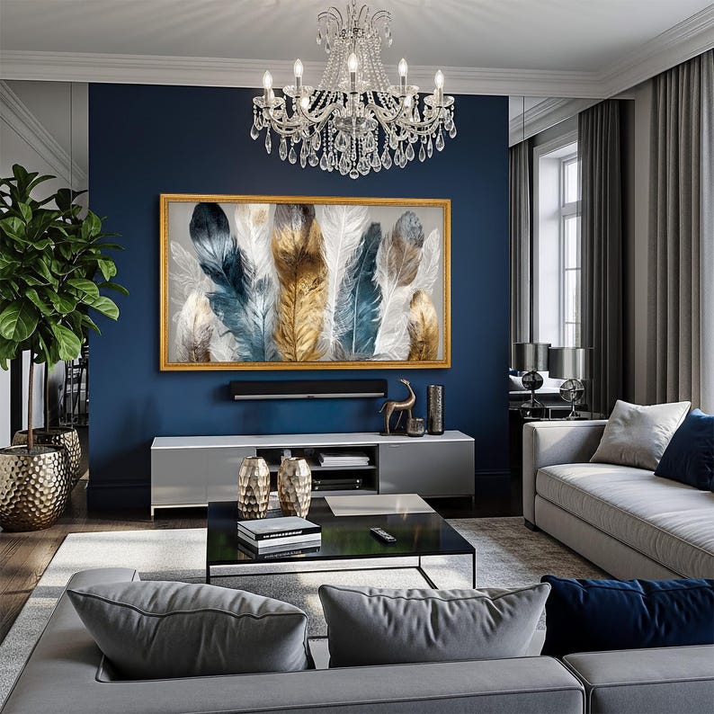 Modern Ornate Gold wall frame for TV, wood frame hight quality materials