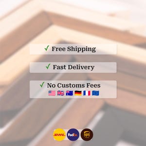Free Shipping, Fast Delivery, and No Customs Fees. Flags indicate no import duties for the US, UK, Australia, Germany, France, and the EU. Bottom logos show trusted international shipping carriers DHL, FedEx, and UPS, ensuring reliable global delivery for custom photo frames.