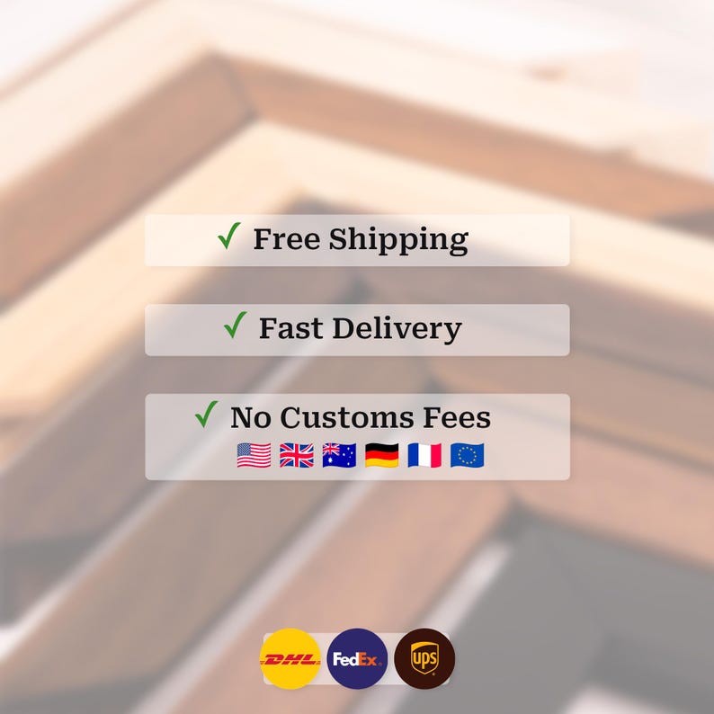 Free Shipping, Fast Delivery, and No Customs Fees. Flags indicate no import duties for the US, UK, Australia, Germany, France, and the EU. Bottom logos show trusted international shipping carriers DHL, FedEx, and UPS, ensuring reliable global delivery for custom photo frames.