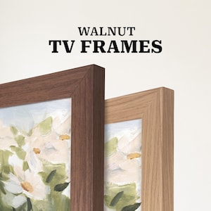 Marco de TV de nogal negro para televisores Samsung The Frame y TCL, bisel de madera personalizado.