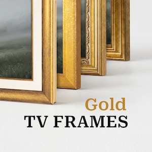 Specialdesignad guldfärgad TV-ram för Samsung The Frame & TCL, utsmyckad vintage träram