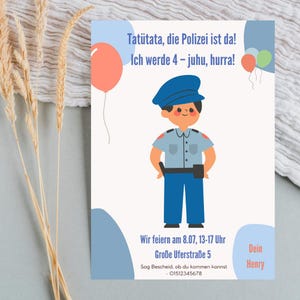 Police Birthday Invitation Template, Digital Download, Printable/Digital Invitation, Children&#39;s Birthday, Birthday Invitation
