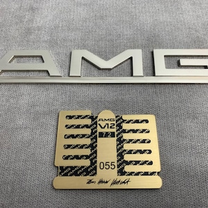 Set of Emblem Badge Logo AMG style for Mercedes Benz W126, W124, R107 Set 2 pcs