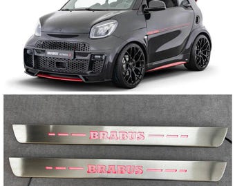 Metallic Red Brabus style For SMART FORTWO III 453 Door Led Sill Plates - Smart 453 Brabus - Custom Door Led Sill Plates
