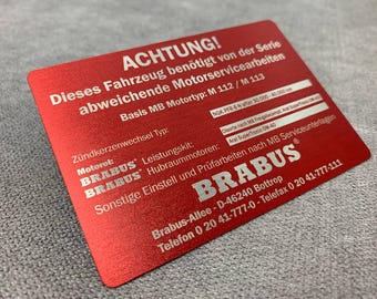 Brabus Achtung Engine Emblem for Mercedes Benz - Brabus Achtung Engine Emblem - Car Badge Decal for Mercedes Benz - Engine Emblem M113 M112