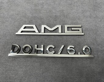 Set AMG DOHC/6.0 Emblem for Mercedes W126 W124 W116 R107 - Vintage