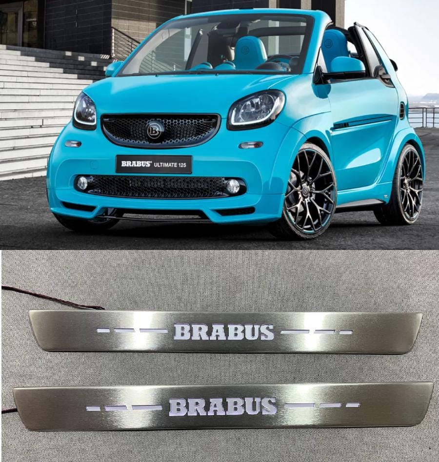 Metallic White Brabus Style for SMART FORTWO III 453 Door Led Sill