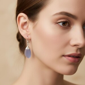 Handcrafted Sea Glass Teardrop Earrings: Ocean Blue Boho Style