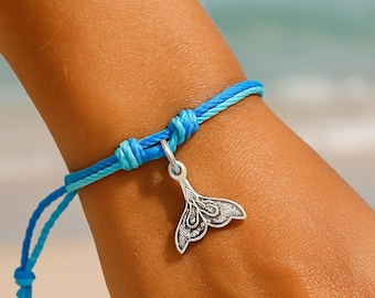 Adjustable Whale Tail Bracelet | Unisex Ocean-Inspired Rope Jewelry | Handmade Beach Gift