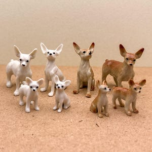 Ceramic Chihuahua Figurine Set -  Handcrafted Tiny Dog Sculptures, Perfect for Animal Lovers and Home Decor - Collectible Miniature Gift