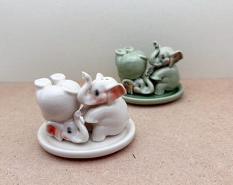象の形をした塩コショウ入れとトレイ – セラミック製キッチン装飾