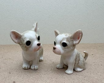 ミニチュア 陶器 犬 チワワ 赤ちゃん ペット 動物 小さな白い置物