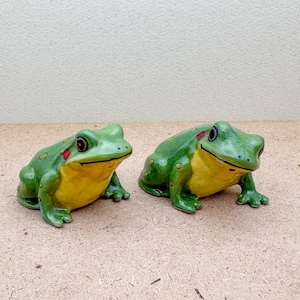 Ceramic Frog Salt and Pepper Shakers – Hand-Painted Green Amphibian Set for Frog Collectors, Cottagecore Decor, or Whimsical Gifts