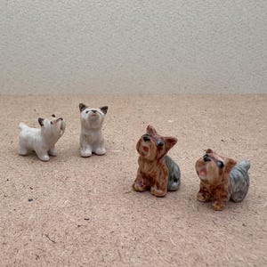 Miniature Yorkshire Terrier & West Highland Ceramic Dog Figurines – Hand-Painted Collectible Set for Dog Lovers,  Dollhouse Decoration