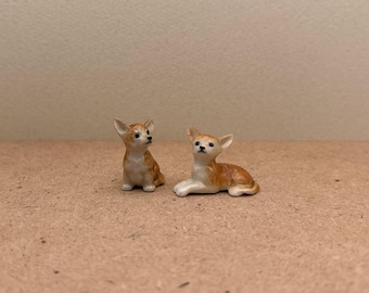 ミニチュア 陶器 犬 チワワ 赤ちゃん ペット 動物 小さな白い置物