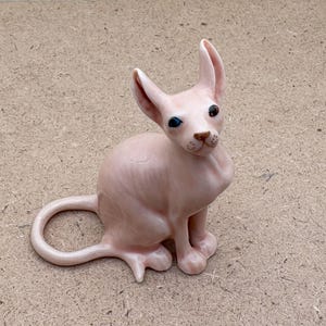 Egyptian-Inspired Hairless Sphynx Cat Figurine | Handmade Ceramic Sculpture | Perfect Gift for Sphynx Lovers & Home Decor