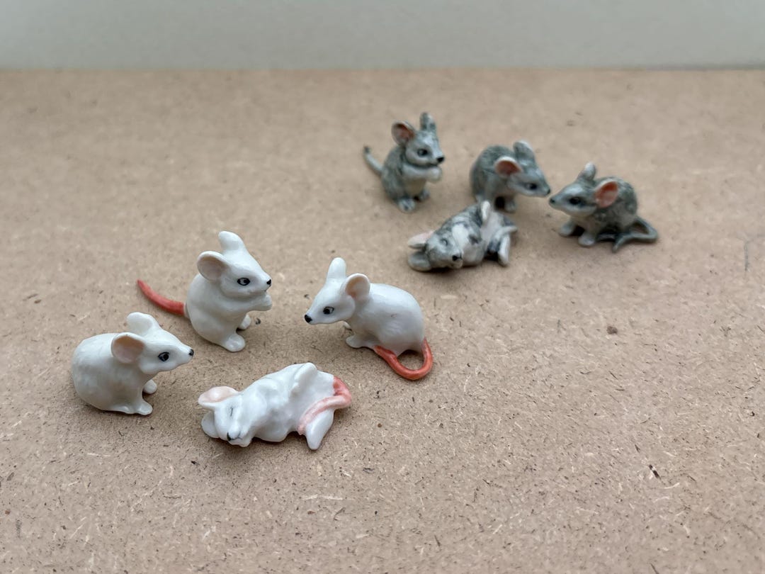 Adorable Mouse Figurines Set | Ceramic Mice Miniatures | Unique ...