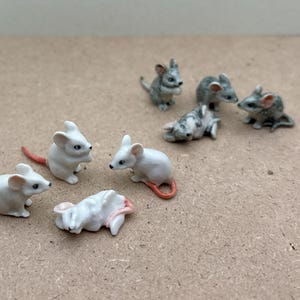 Ceramic Mouse Figurines Set: Miniature Animal Sculptures, Home Decor
