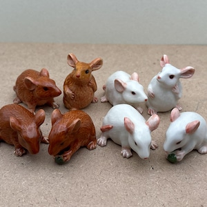 Ceramic Mouse Figurines: Hand-Painted Miniature Animal Sculptures, Set of 4