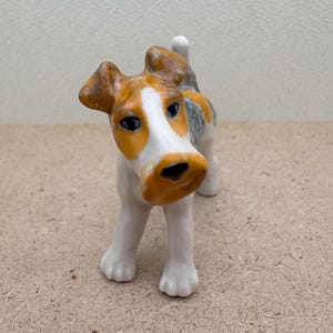 Handmade Ceramic Fox Terrier Figurine: Vintage-Style Dog Decor