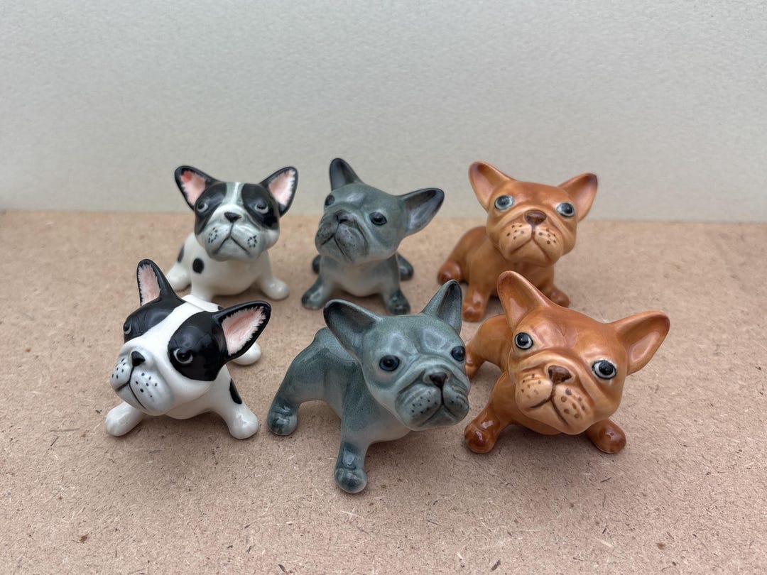 犬　ブルドッグ　子供　② 陶器　置物 手作り陶器製フレンチブルドッグの置物：コレクター向け子犬の装飾品