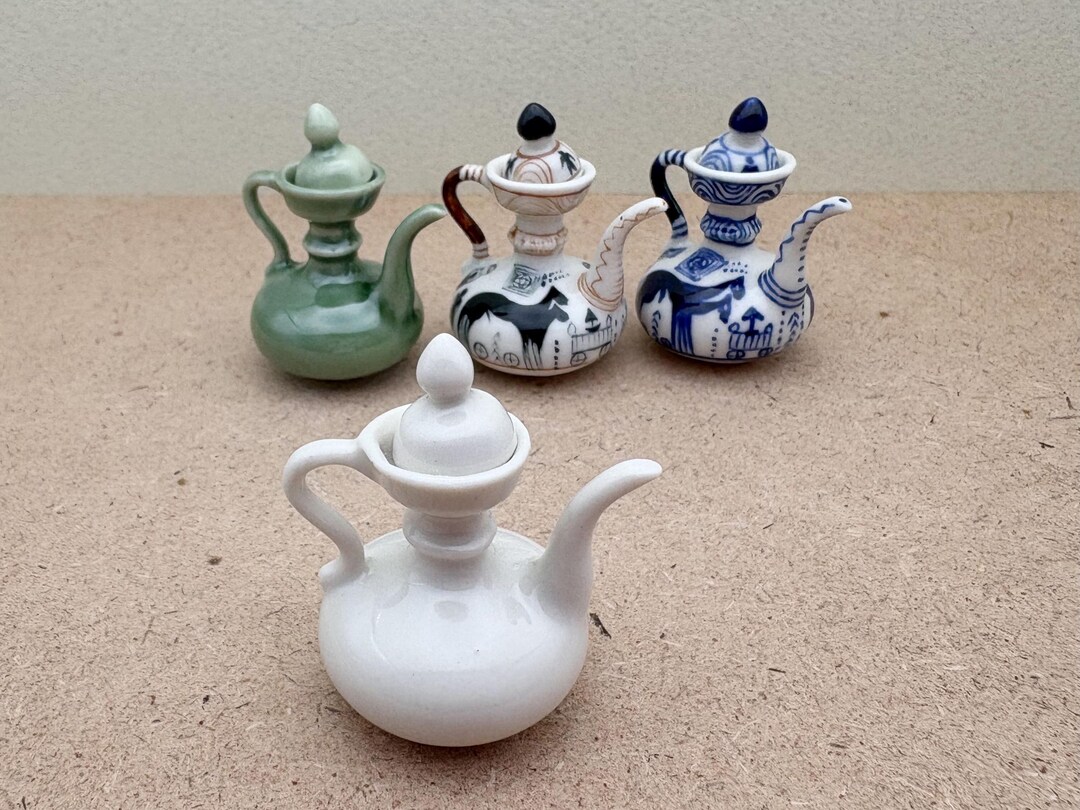 Hand-painted Miniature Ceramic Teapot Figurine: Collectible Home Decor ...