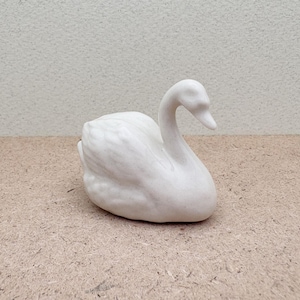 Glossy White Swan Figurine: Miniature Ceramic Bird Decor