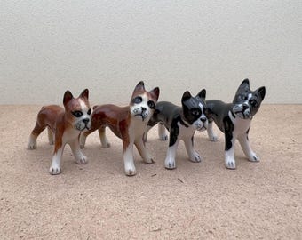 Hand-Painted Boston Terrier Ceramic Figurine: Pet-Themed Decor