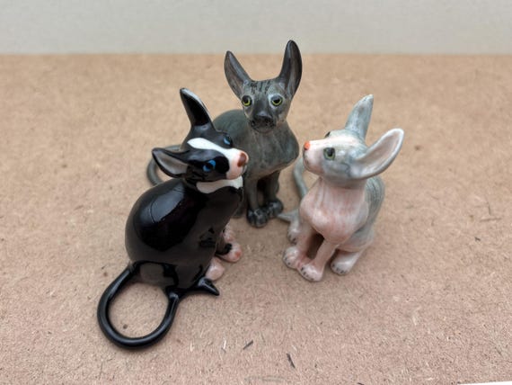 Handmade Sphynx Cat Figurine: Collectible Ceramic Sculpture