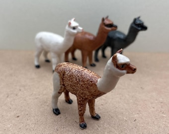 Hand-Painted Ceramic Alpaca Figurine: Miniature Collectible Decor