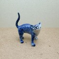Blue White Tabby Cat Figurine, Hand Painted Ceramic Standing Cat, Porcelain Style product logo
