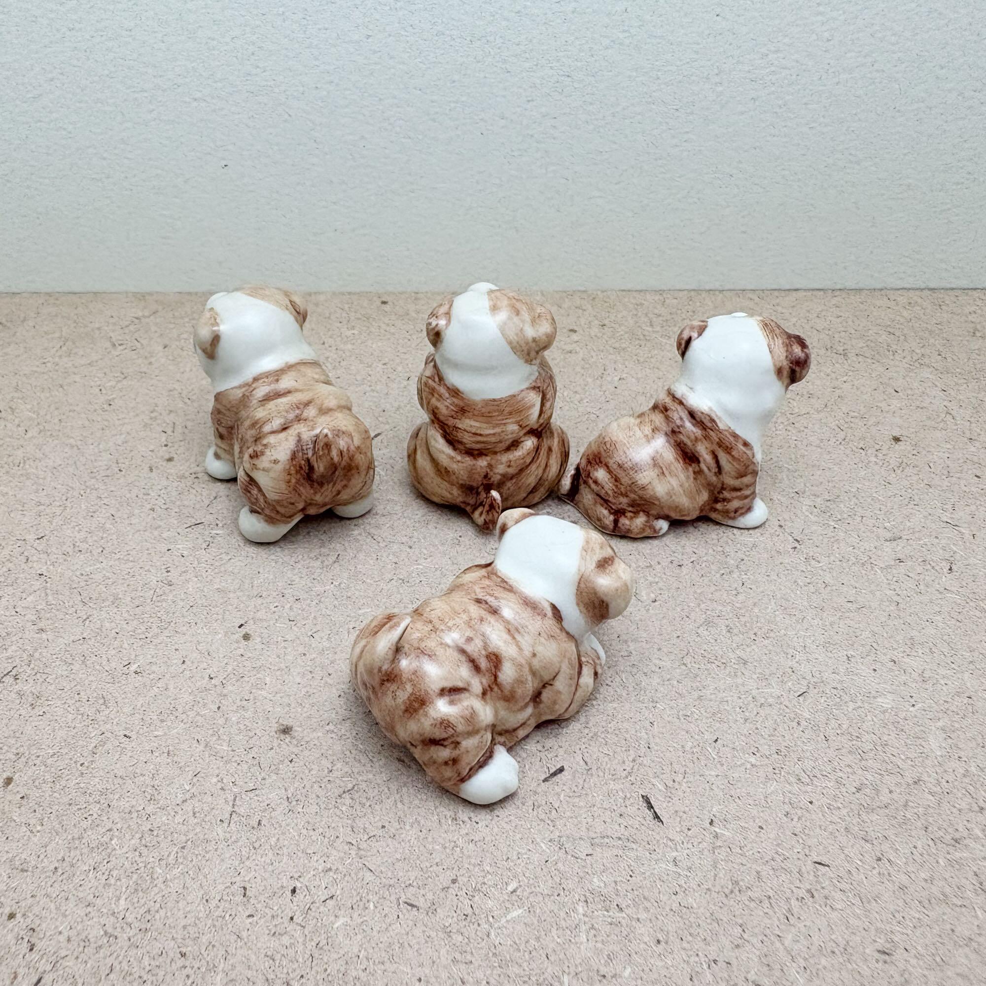 手描きの陶器製ブルドッグの置物セット：ミニチュア犬の彫刻 - Etsy 日本