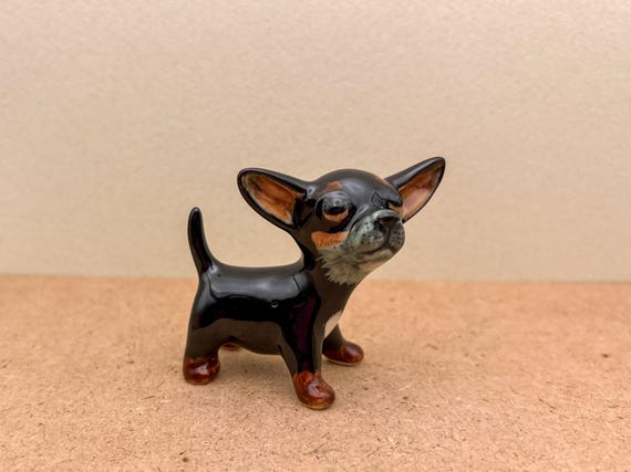Handcrafted Ceramic Chihuahua Figurine: Miniature Dog Sculpture - Etsy