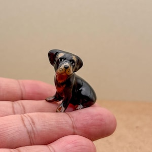 Miniature Dachshund Dog Figurine | Handmade Ceramic Puppy Statue | Perfect Gift for Dachshund Lovers and Collectors