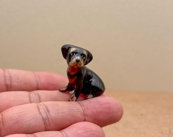 Handmade Miniature Ceramic Dachshund Figurine: Dog Lover Gift