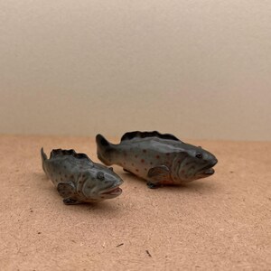 Realistic Ceramic Fish Figurines, Bass Fish Set for Fishing Enthusiasts ...