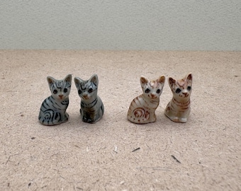 Hand-Painted Mini Tabby Cat Figurines: Ceramic Dollhouse Decor