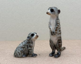 Hand-Painted Ceramic Meerkat Figurines: Wildlife Home Decor