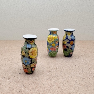 Hand-Painted Miniature Ceramic Floral Vase: Dollhouse Decor, Gift