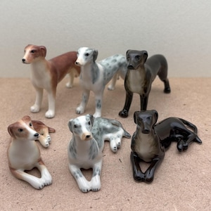 Greyhound Ceramic Figurines Set, Handcrafted Pair of Dogs, Collectible Animal Lover Gift, Hand-painted figurine