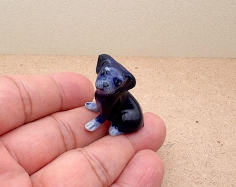 陶器製犬の置物 青と白 1インチ 装飾コレクション用彫像 - Etsy 日本