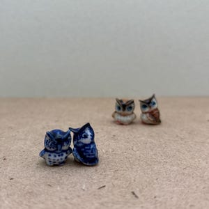 Tiny Hand-Painted Ceramic Owl - Set of 2, Adorable Miniature Sculpture, Woodland Animal Decor, Perfect for Collectors, Owl Lovers Gift