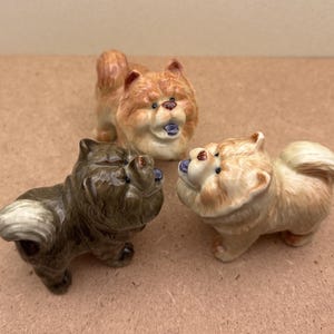 Hand-Painted Ceramic Chow Chow Dog Figurine Set | Cute Collectible Miniature for Dog Lovers, Home Decor, and Animal Figurine Collections