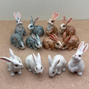 Set of 4 White Ceramic Bunny Figurines | Adorable Collectibles for Home Decor | Perfect Easter or Spring Decoration | Gift for Rabbit Lovers