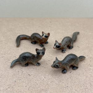 Adorable Ferret Ceramic Figurines - Hand-Painted Animal Collectibles - Perfect Gift for Pet Lovers & Rustic Home Accents