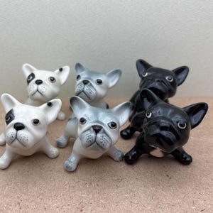Set of 2 Cute French Bulldog Ceramic Figurines - Perfect Hand-Painted Frenchie Statue for Collectors, Animal Lovers, and Home Accents